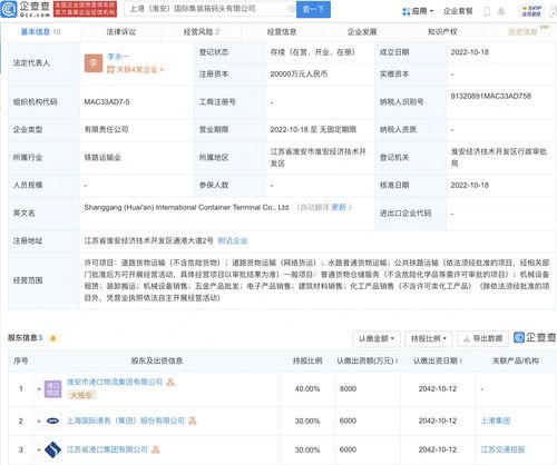 上港集團布局淮安 2億元注冊資本成立國際集裝箱碼頭公司，家族企業戰略投資啟航